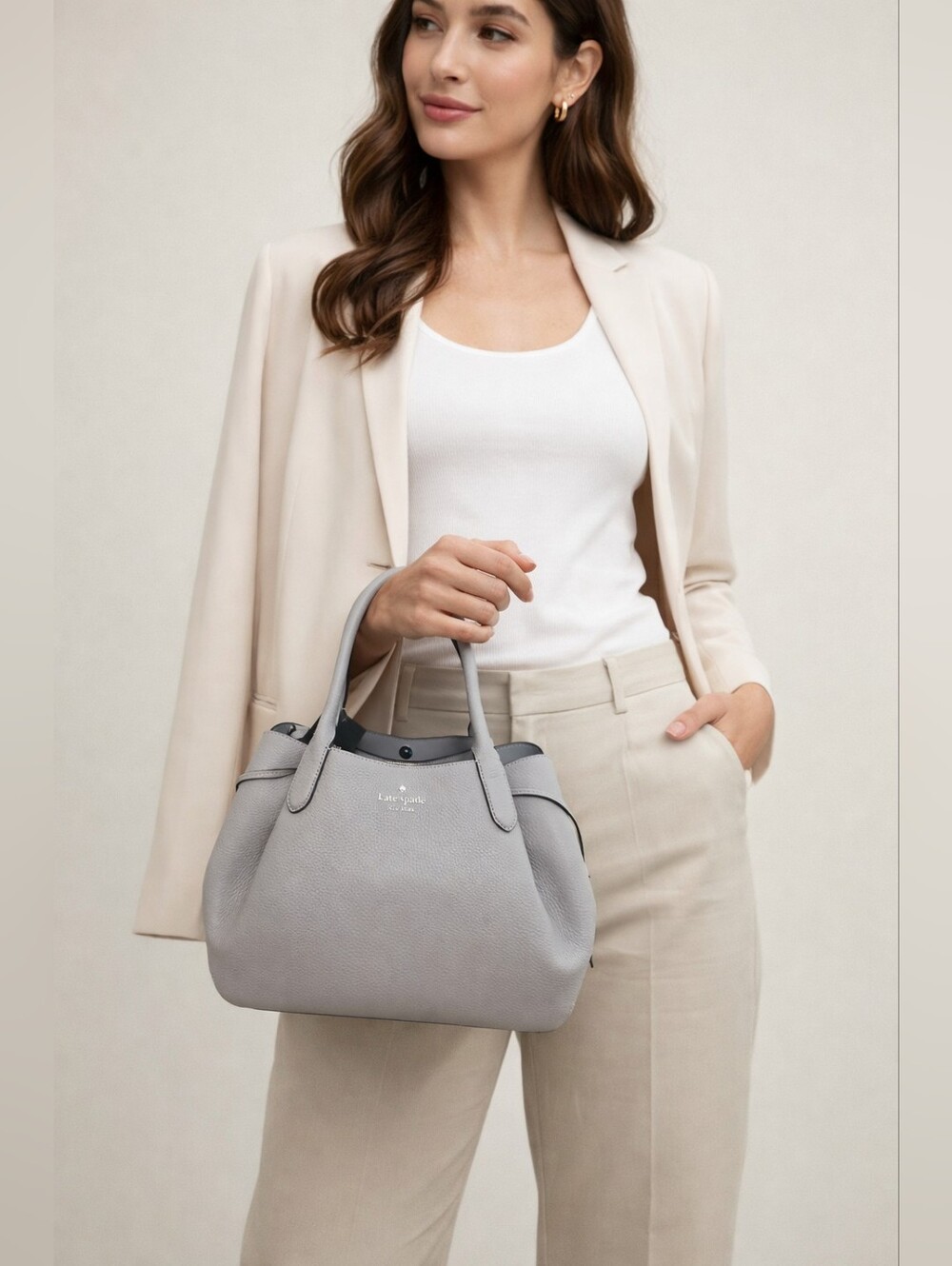 Kate Spade Dumpling Large Grey Satchel Bag NWT MSRP: $459.